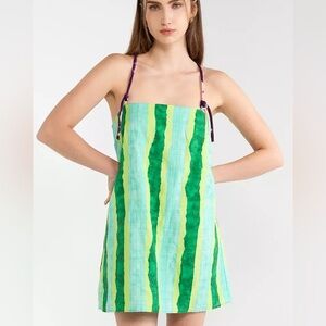 Zara Green Striped Mini Dress
